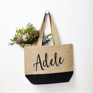 Natural Black Dipped Hem Jute Bag